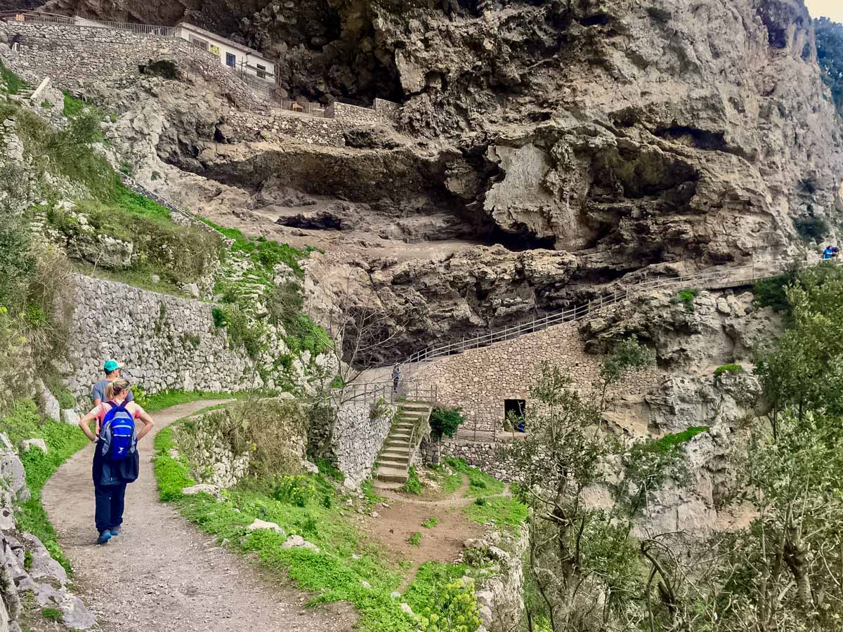 Beautiful hiking trails stone paths walking Amalfi Coast Italy