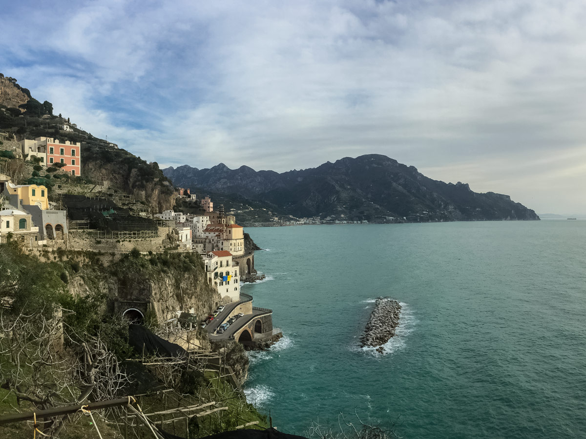 View of the sea walking Amalfi Coast Italy