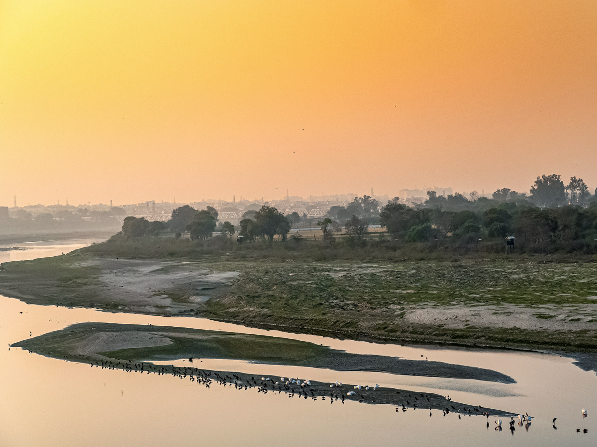 Yamuna River Agra behind the Taj Mahal Agra India