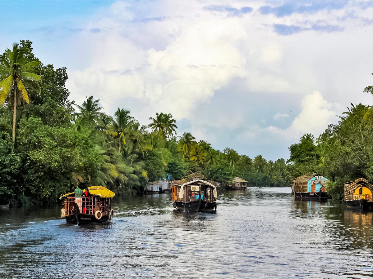 River houseboat transportation in water chanels of Kerala India