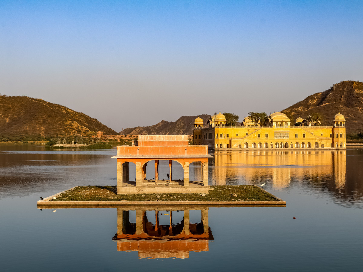 Jal Mahal Jaipur water palace at sunrise in India