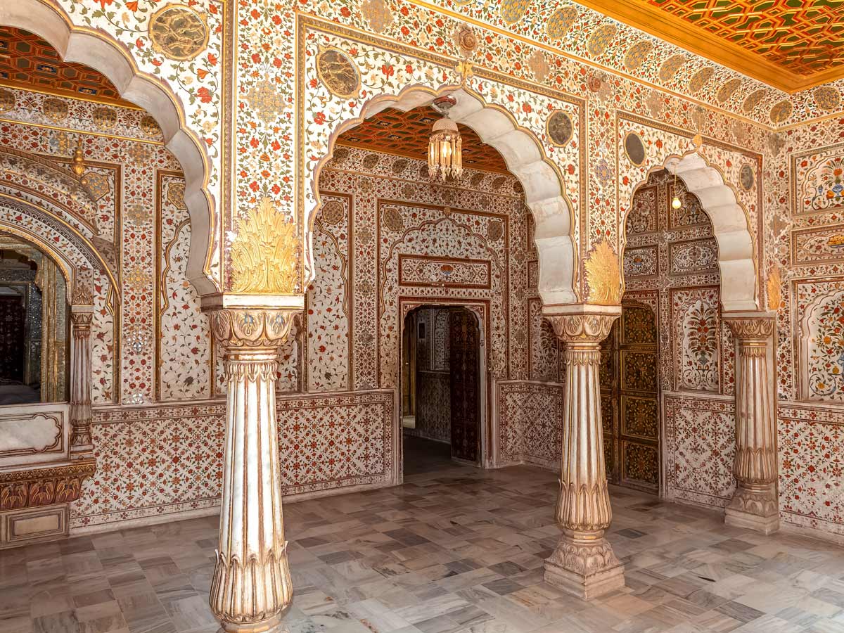 Stunning stone inlays inside Junagarh palace bikaner India
