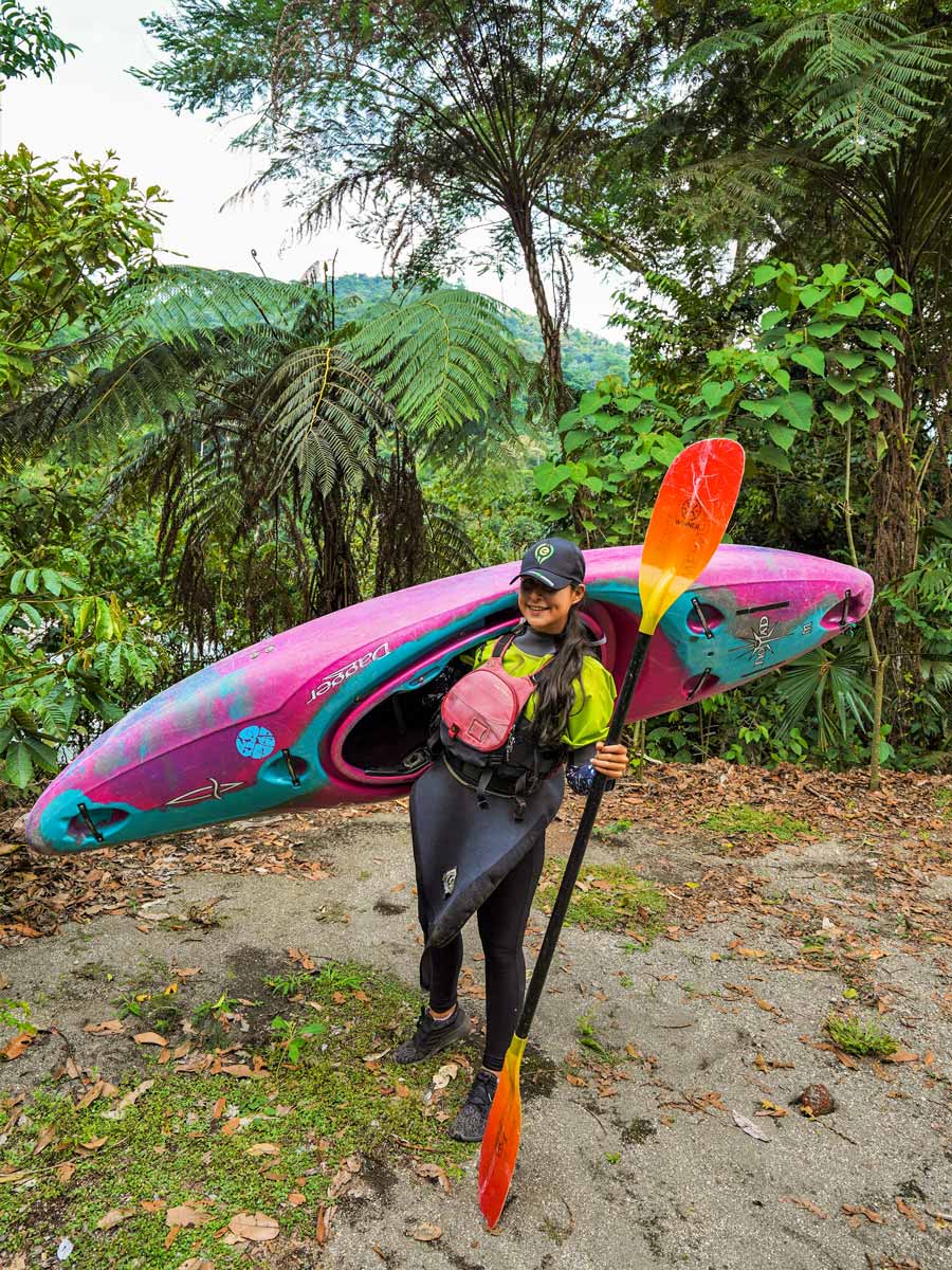 Kayaking along adventure tour Peru Ecuador