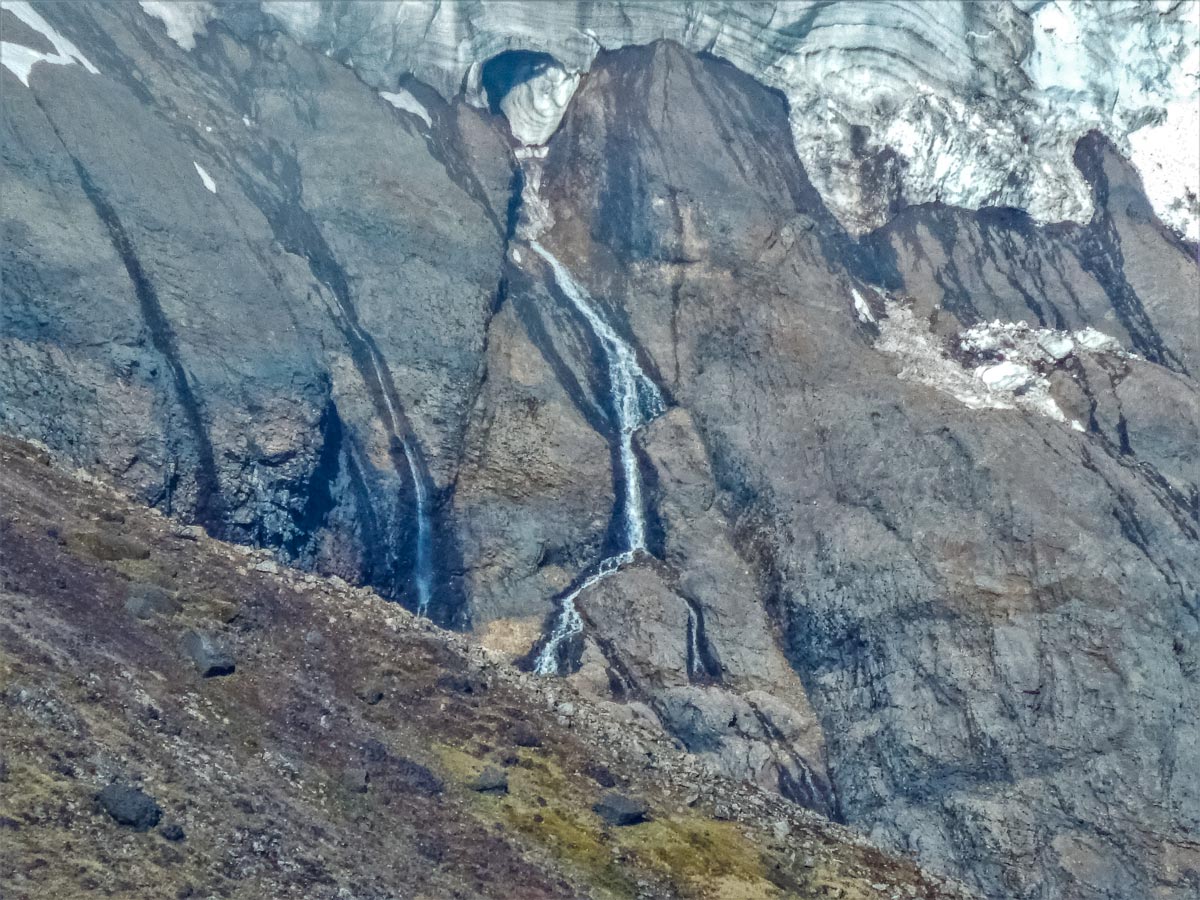 Waterfall natural runoff alter volcano clacier hiking trekking Peru