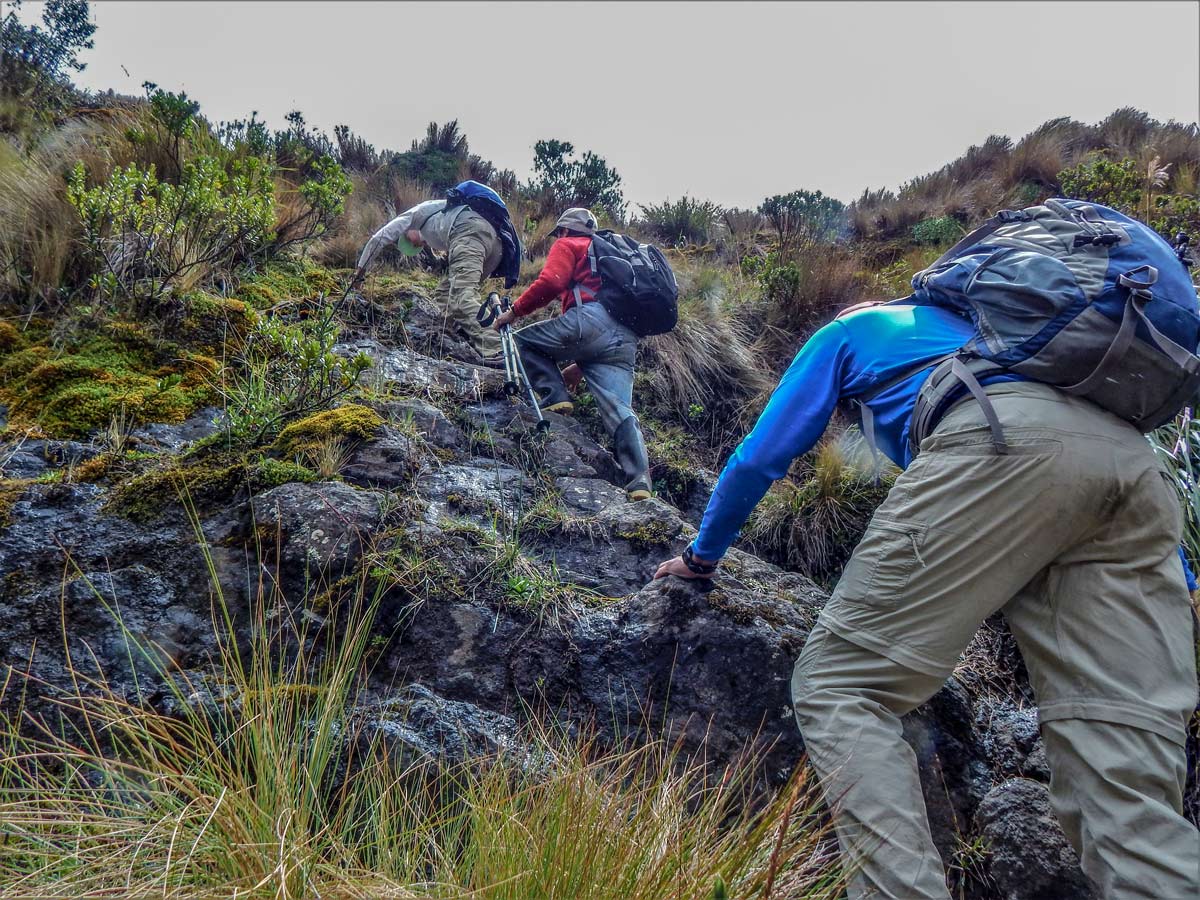 Climbing rocks hiking trekking altar volcano Peru