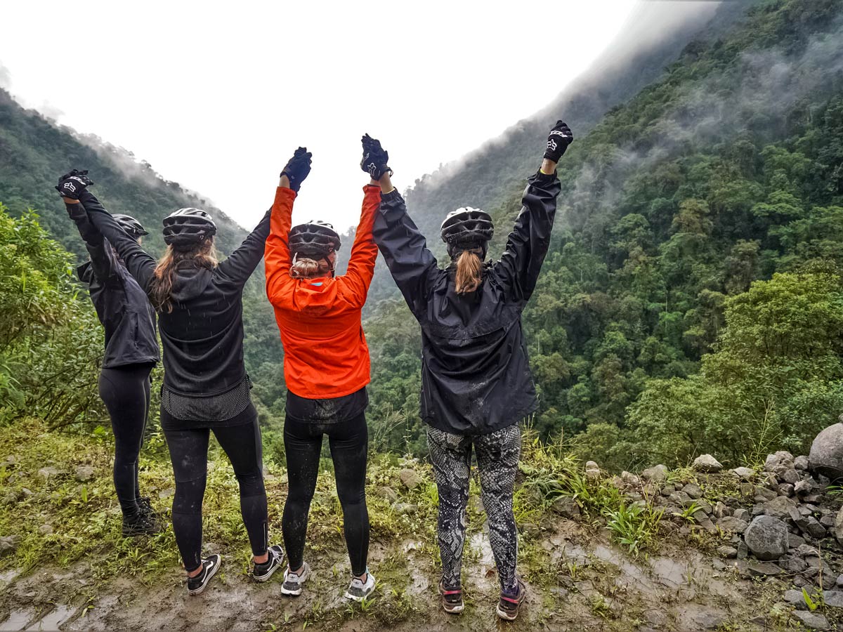 Friends mountain biking