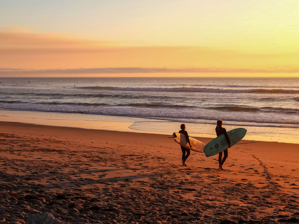 Figueira da Foz sunset beach surfing cycling tour Portugal