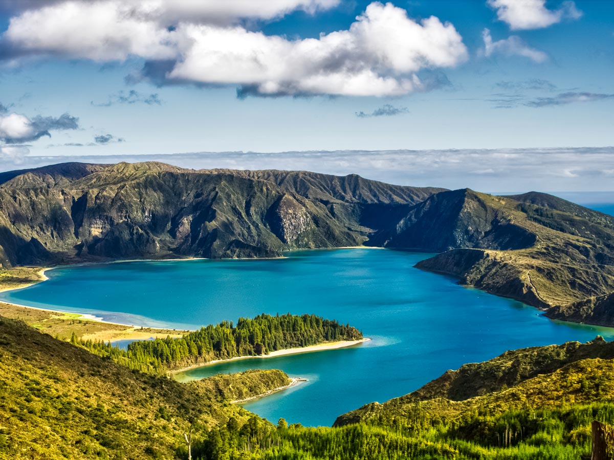 Volcano crater lake Portugal