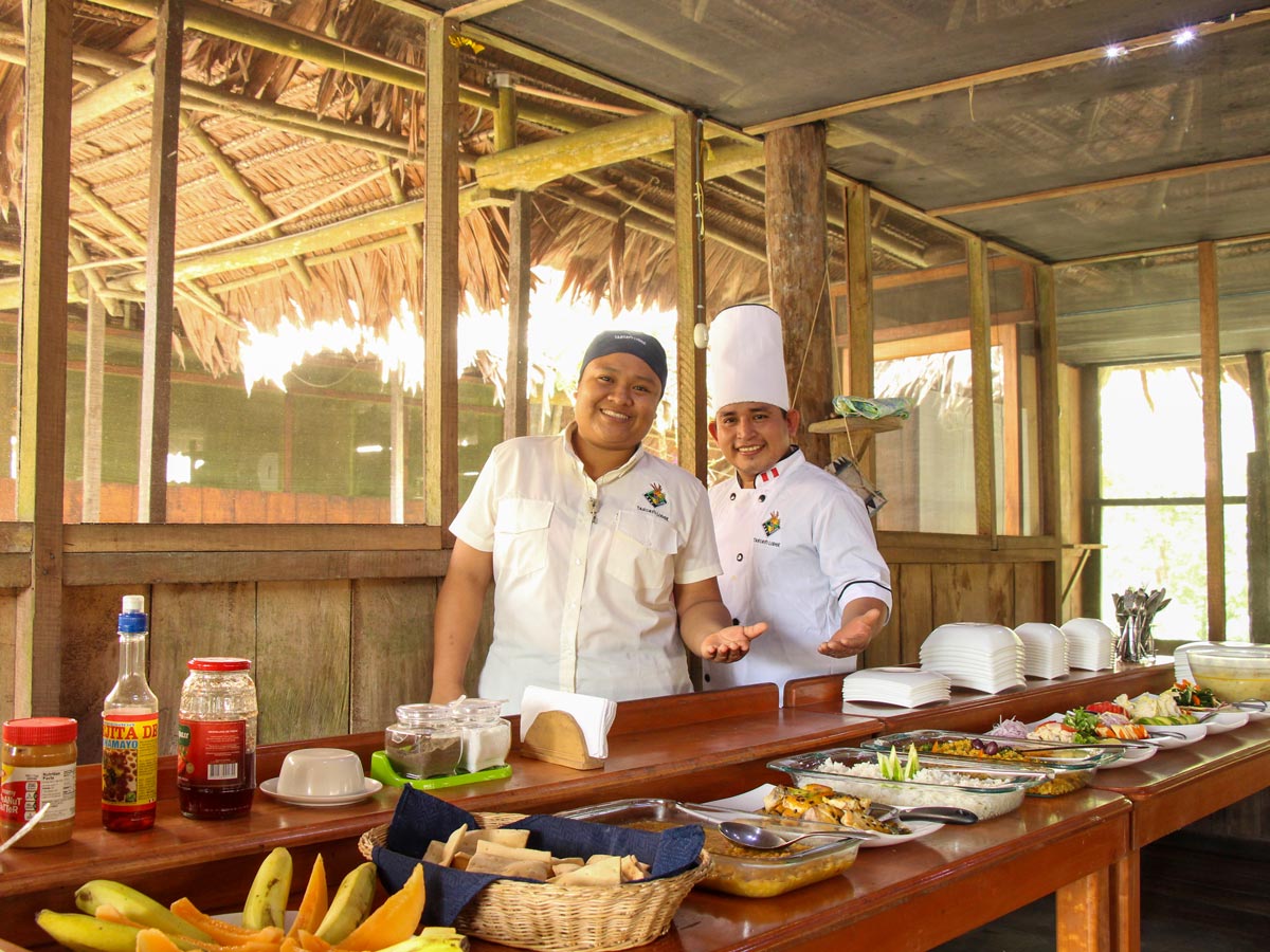 Delicious buffet Amazon camping expedition Peru