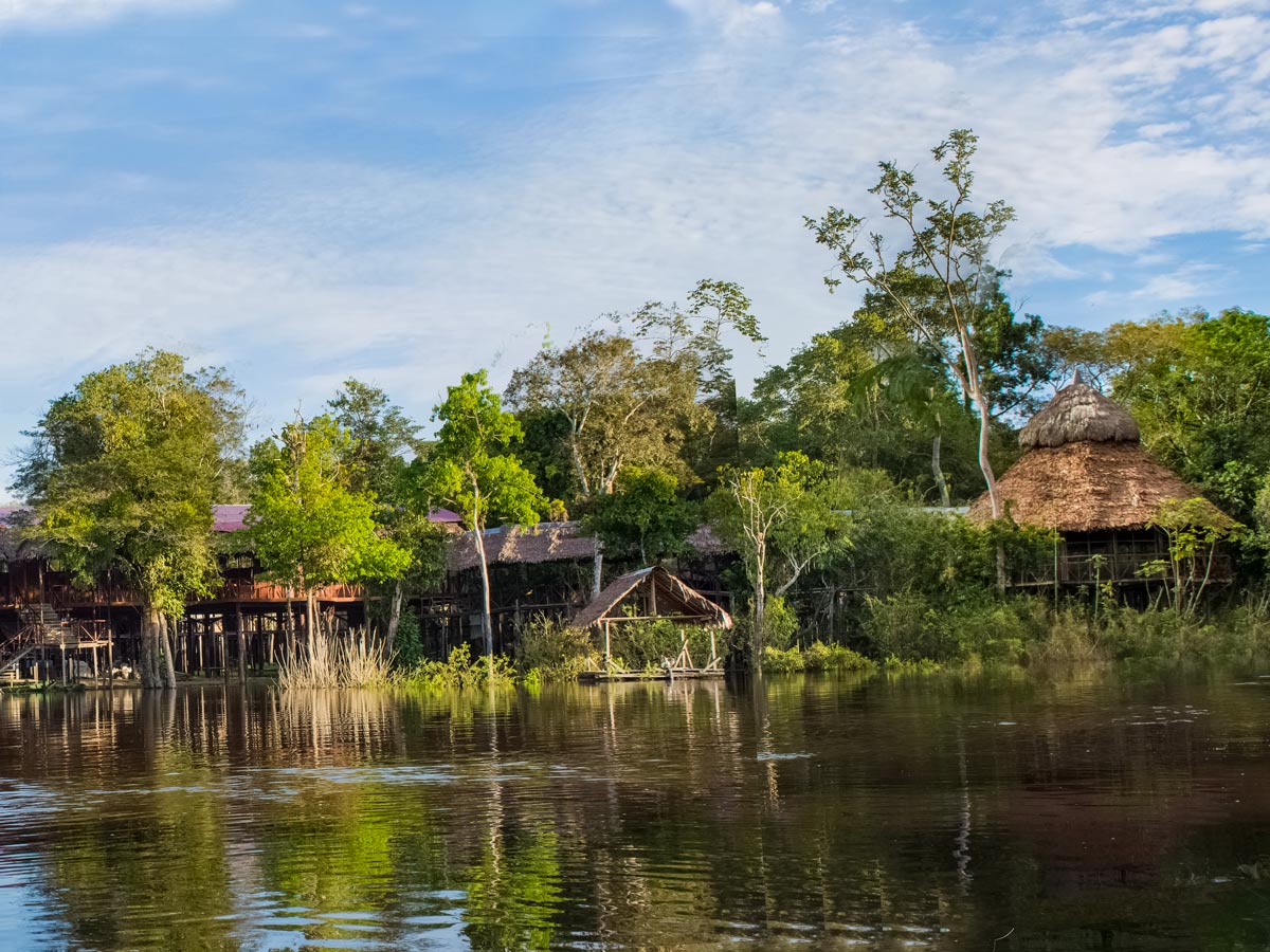 Main lodge Amazon camping expedition Peru