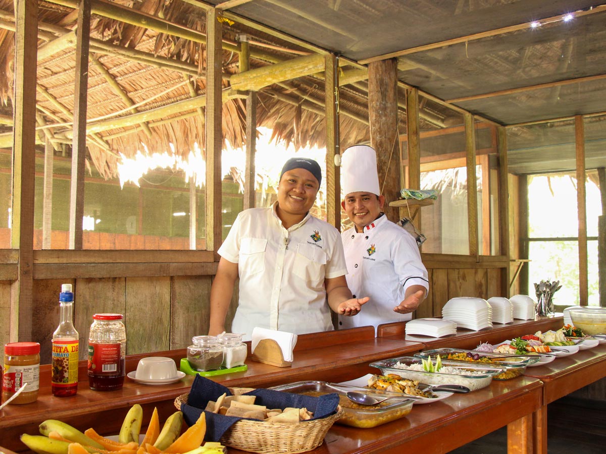 Gourmet traditional local buffet food along fishing expedition Peru