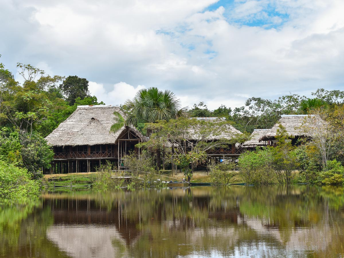 Amazon general tour expedition main camp on the river banks Peru