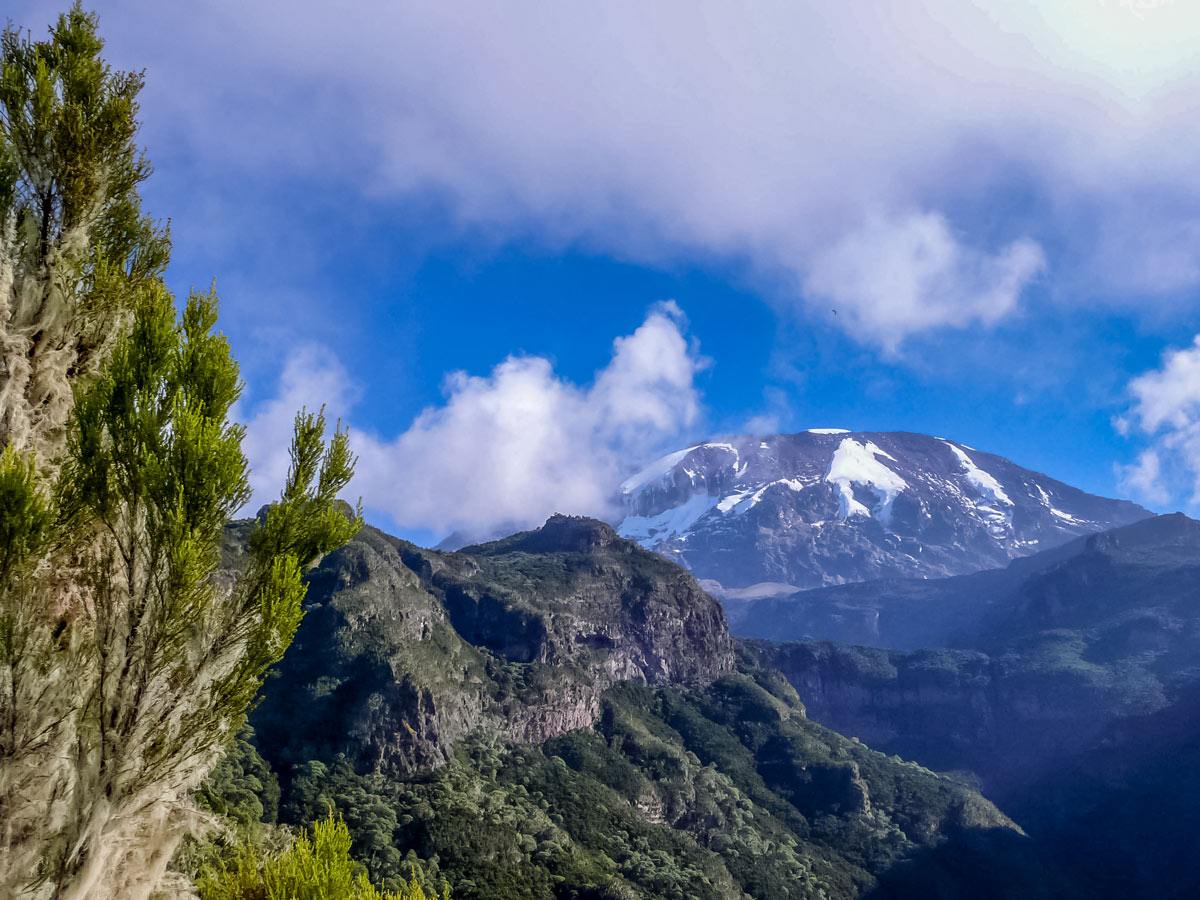 Beautiful mountain valley views hiking Mount Kilimanjaro Tanzania