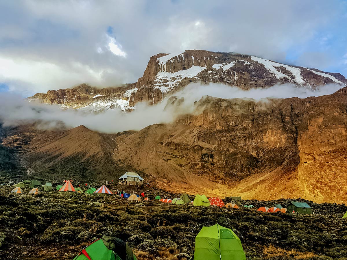 Mount Kilimanjaro Breakfast Cliff Barranco Wall and hiking basecamp in Tanzania