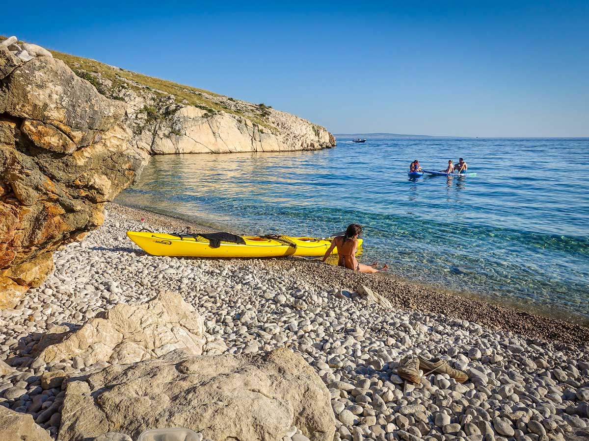 Kayaking on the ocean hiking walking adventure tour in Croatia