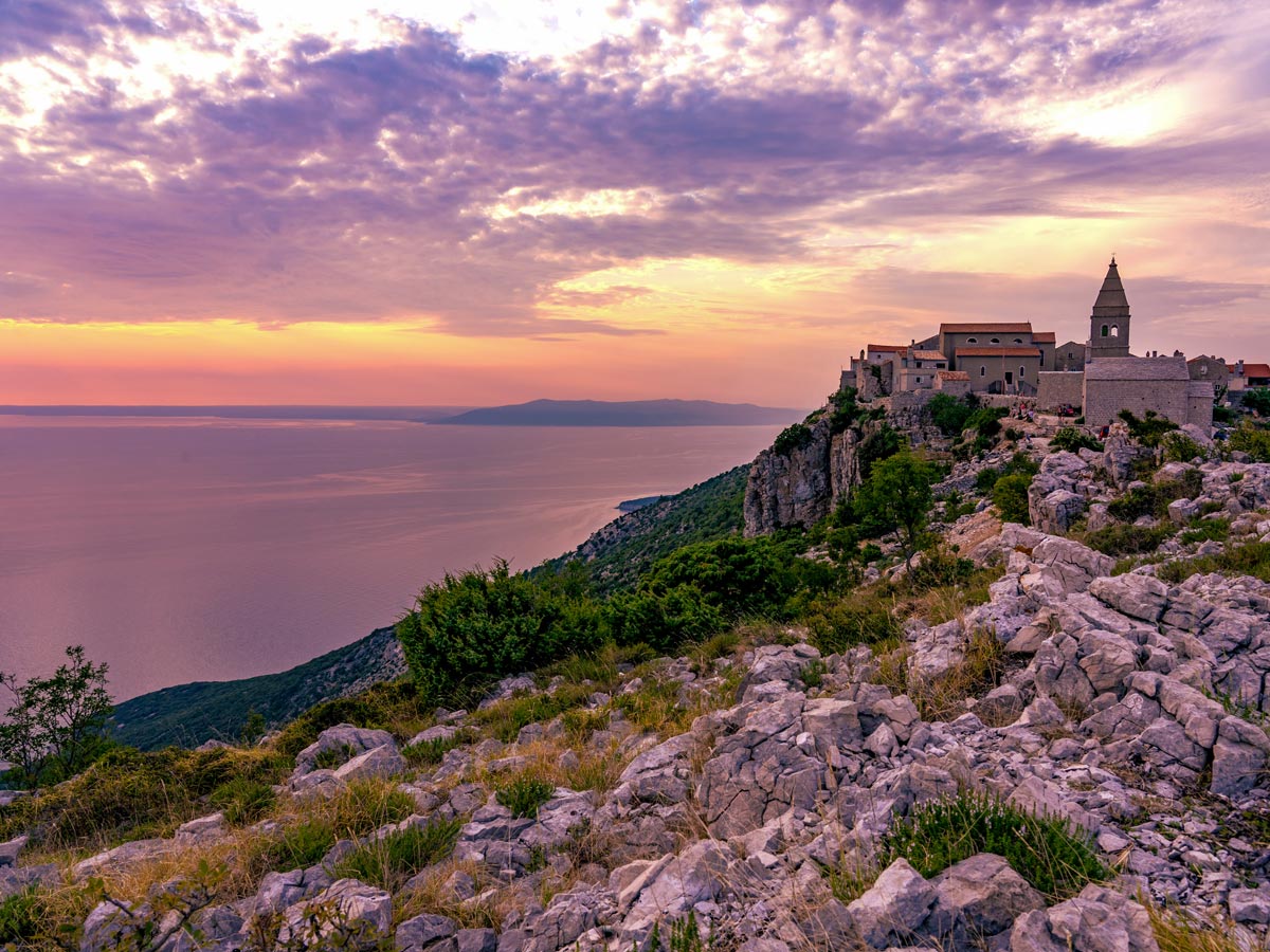 Candy coloured sunset hiking mediterranean city hills walking adventure tour Croatia