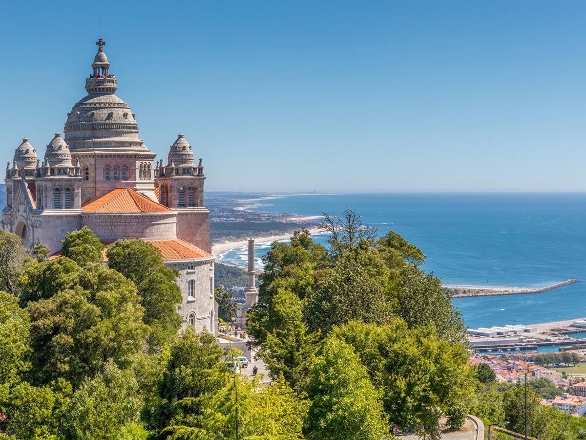 Historic church overlooking the ocean adventure tour Portugal Atlantic coast