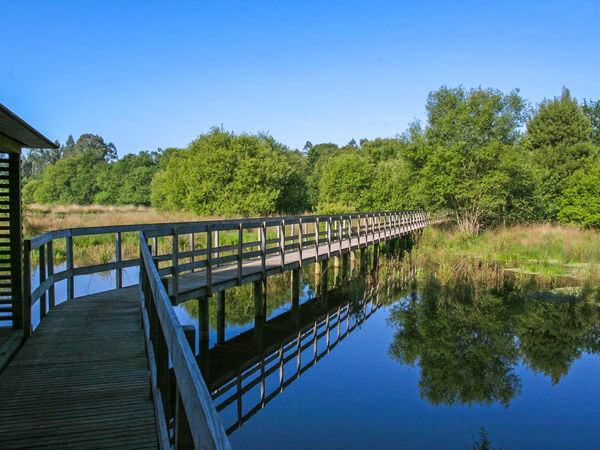 Boardwalk crossing Lagoas Susana Matos adventure tour Portugal Atlantic coast