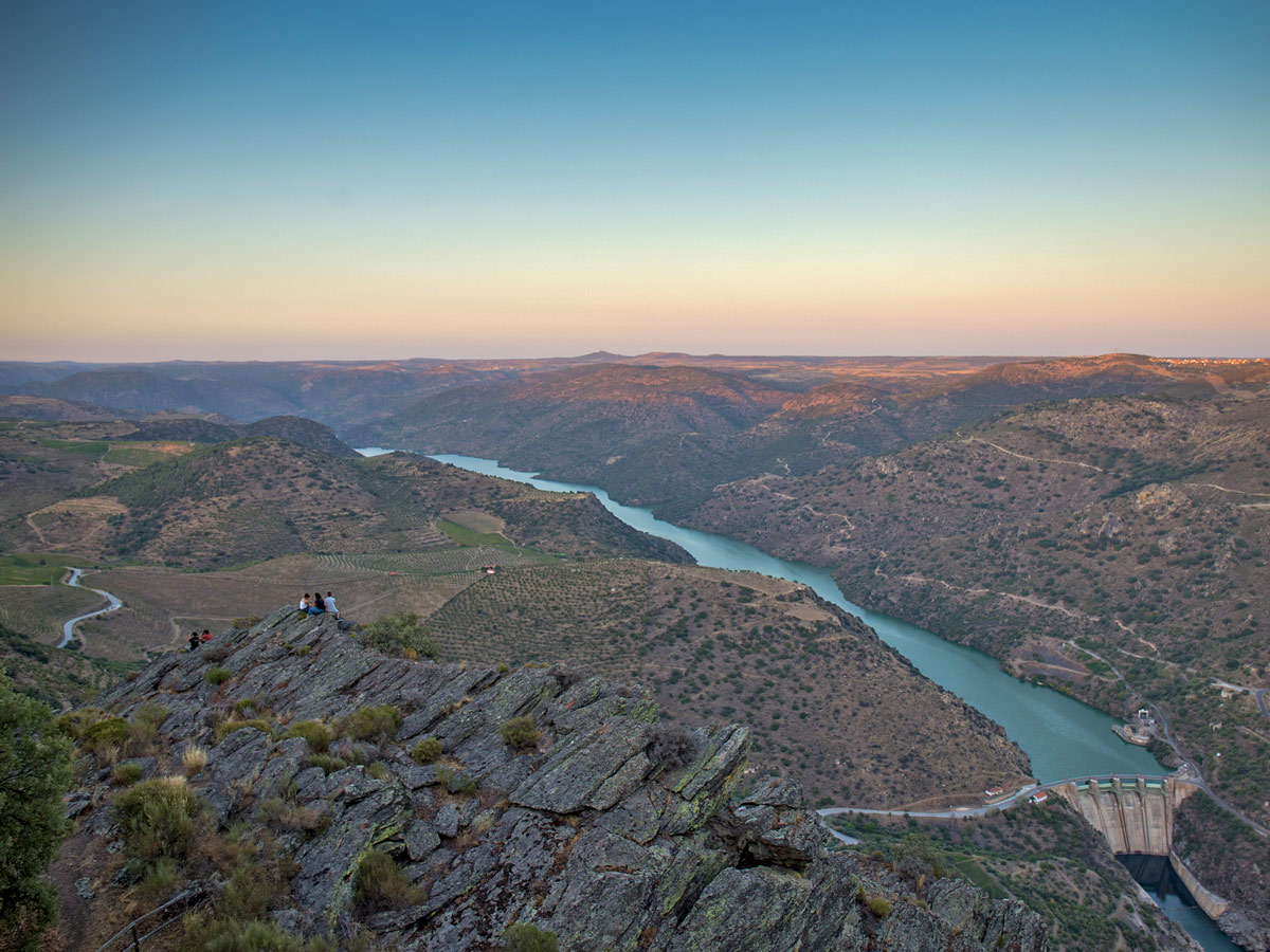 Sunrise sunset hike above river dam Douro National Park adventure tour Portugal