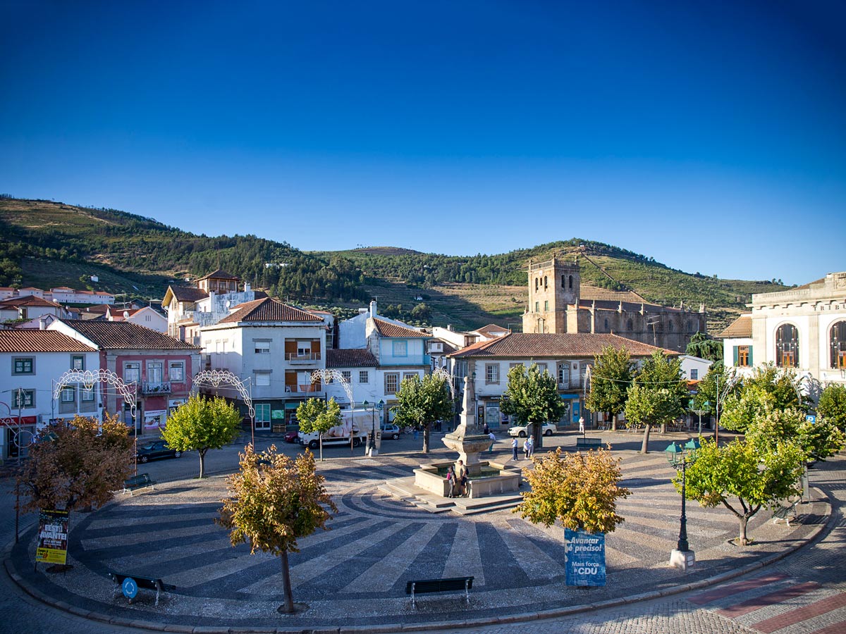 Exploring town square near Douro National Park adventure tour Portugal
