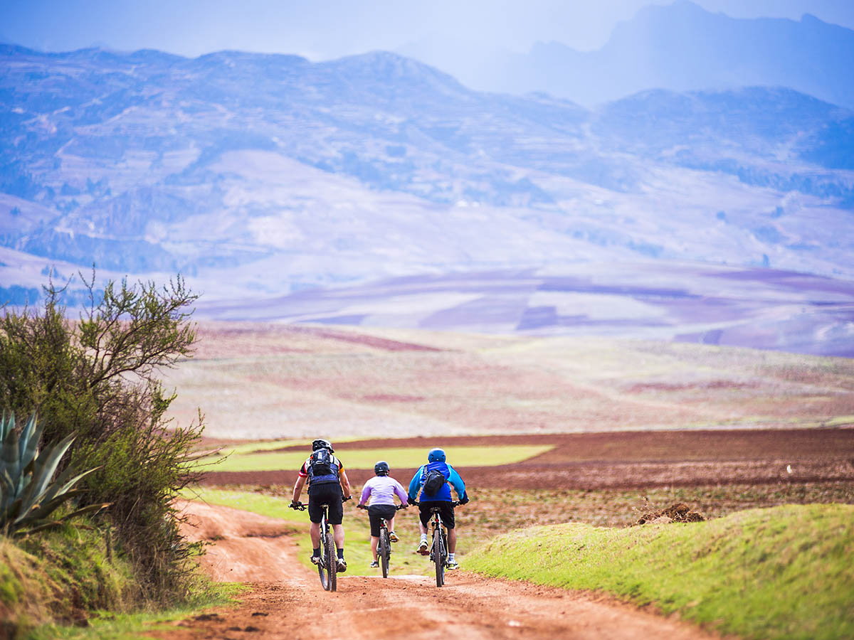 Cusco (Cuzco), Cycling in the countryside near Maras, Cusco Province, Peru