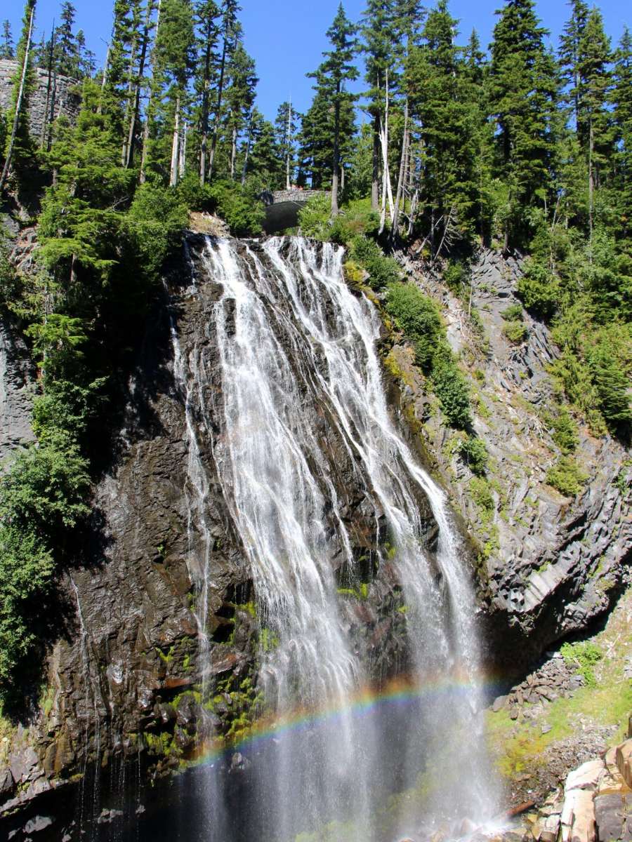 Rainbow under the waterfall in Mt Rainier Naitonal Park