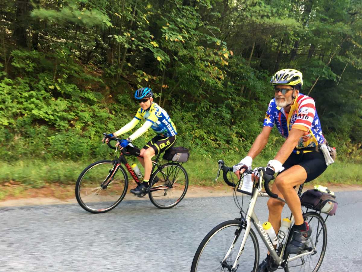 Bikers cycling on Adirondack trail
