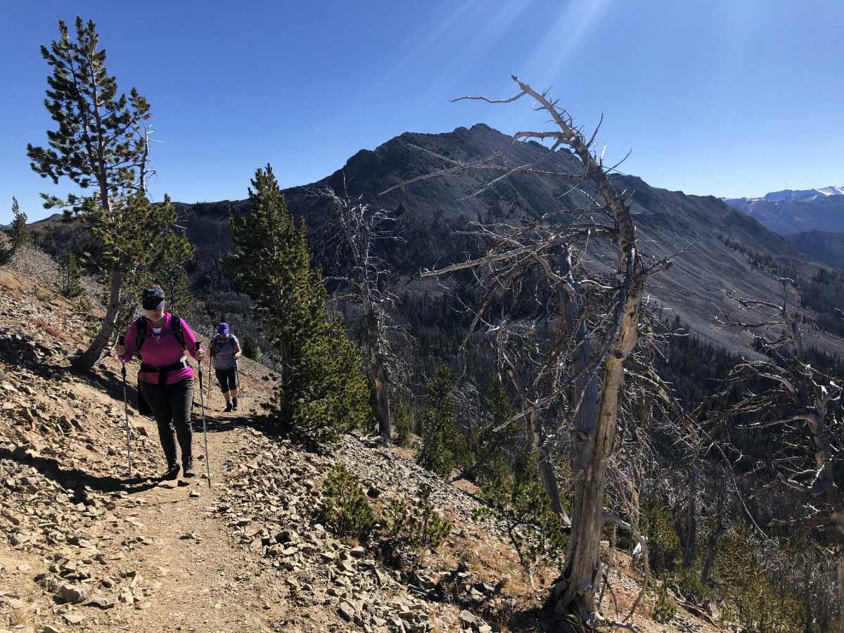 Walking along the ridge in Yellowstone National Park