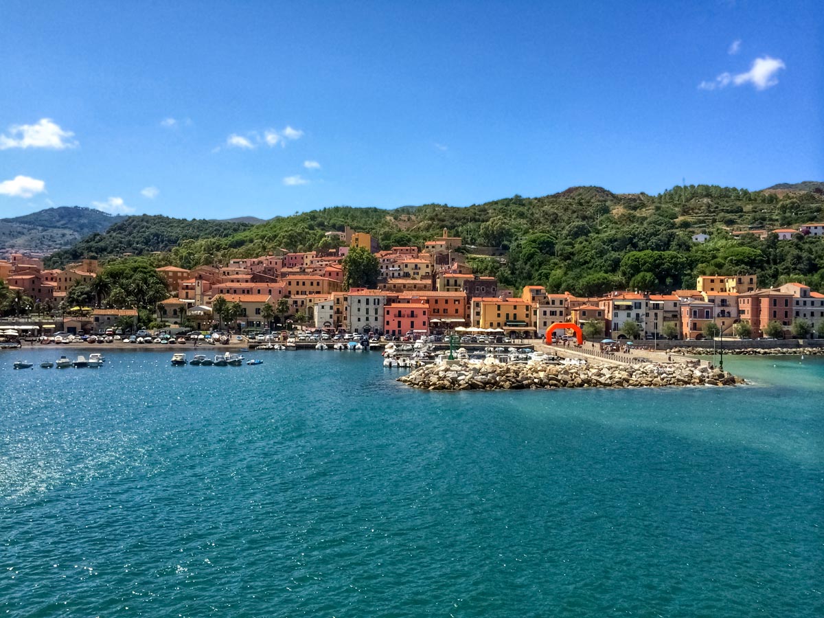 Beautiful mediterranean city on the sea exploring Elba Island Italy