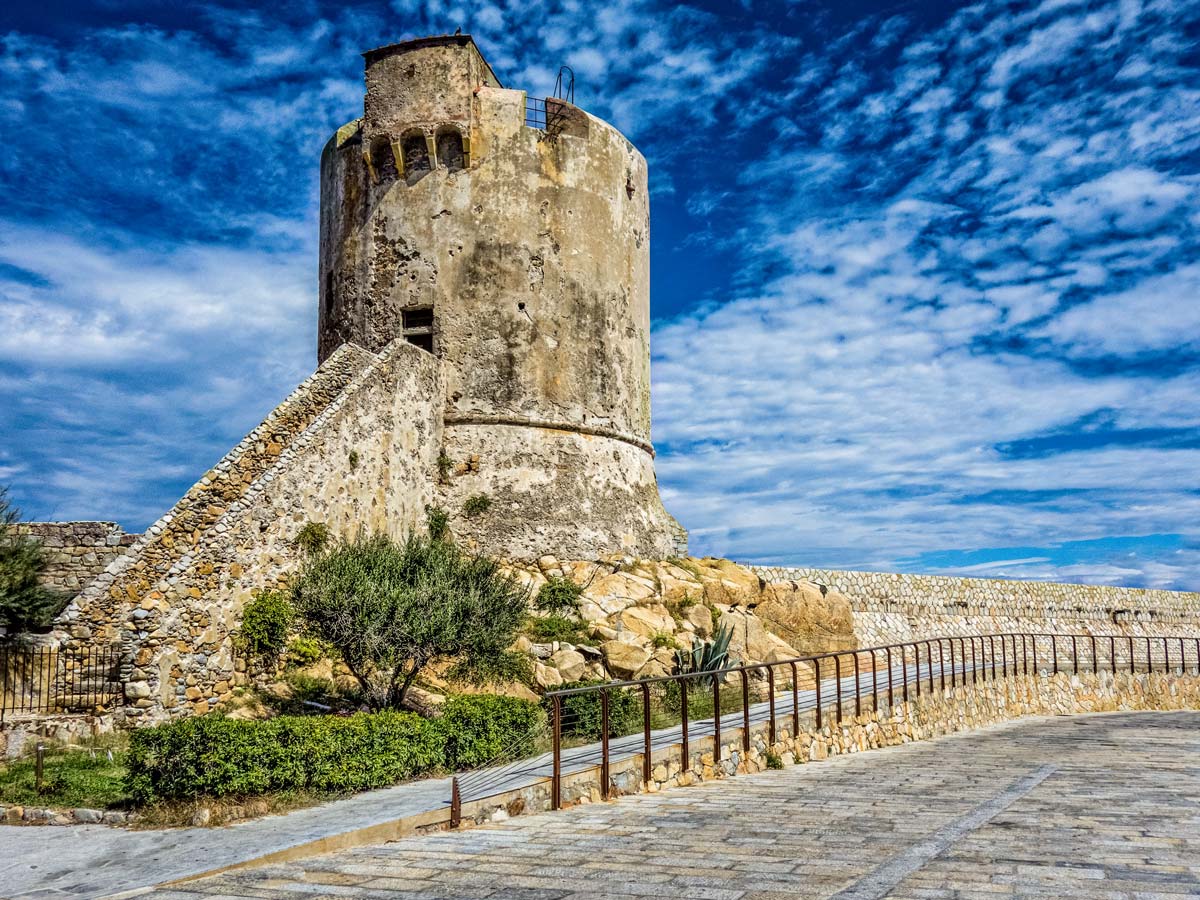 Stone tower ruins Elba Island Italy