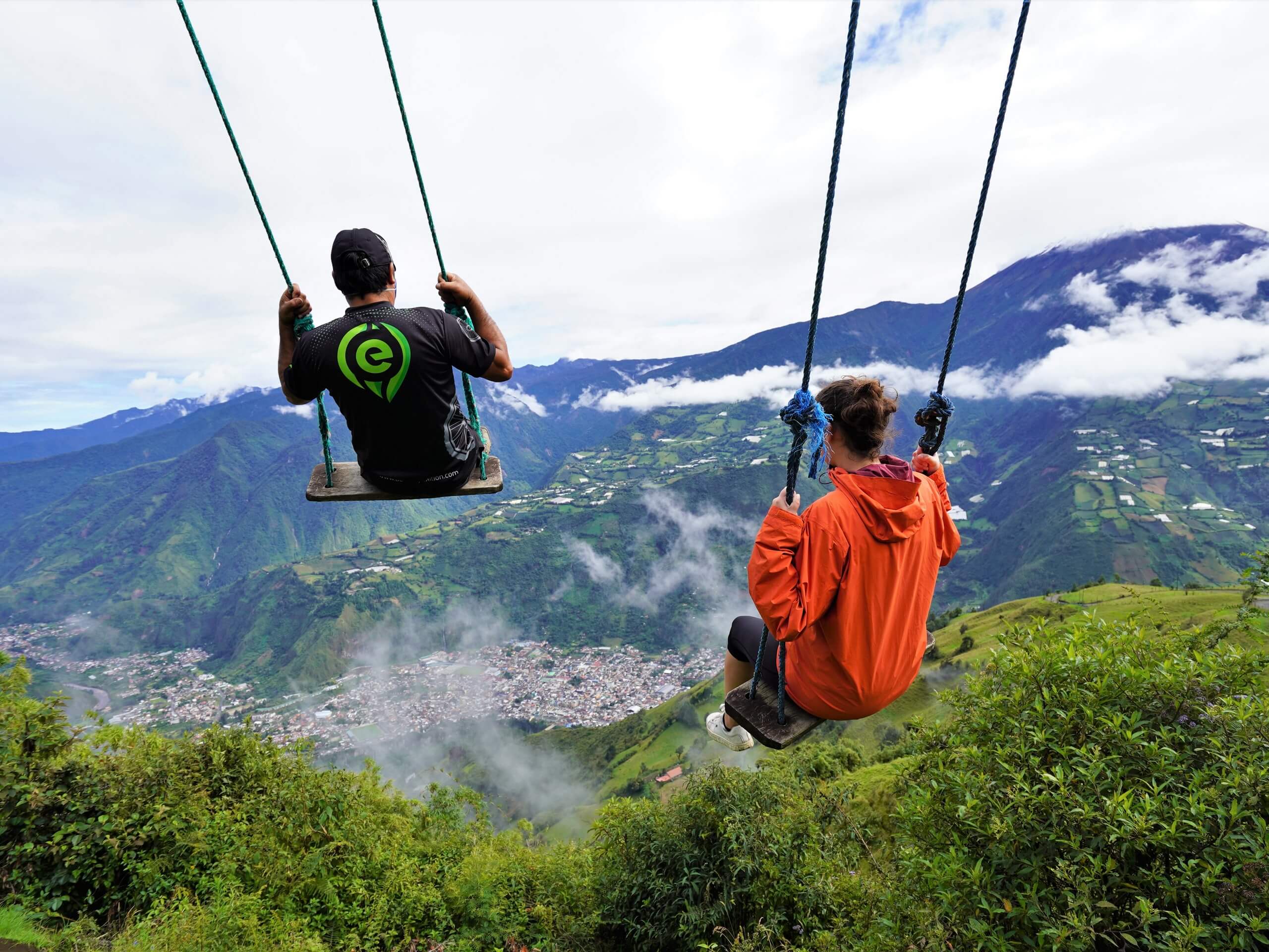 Swinging above the town of Banos in Ecuador