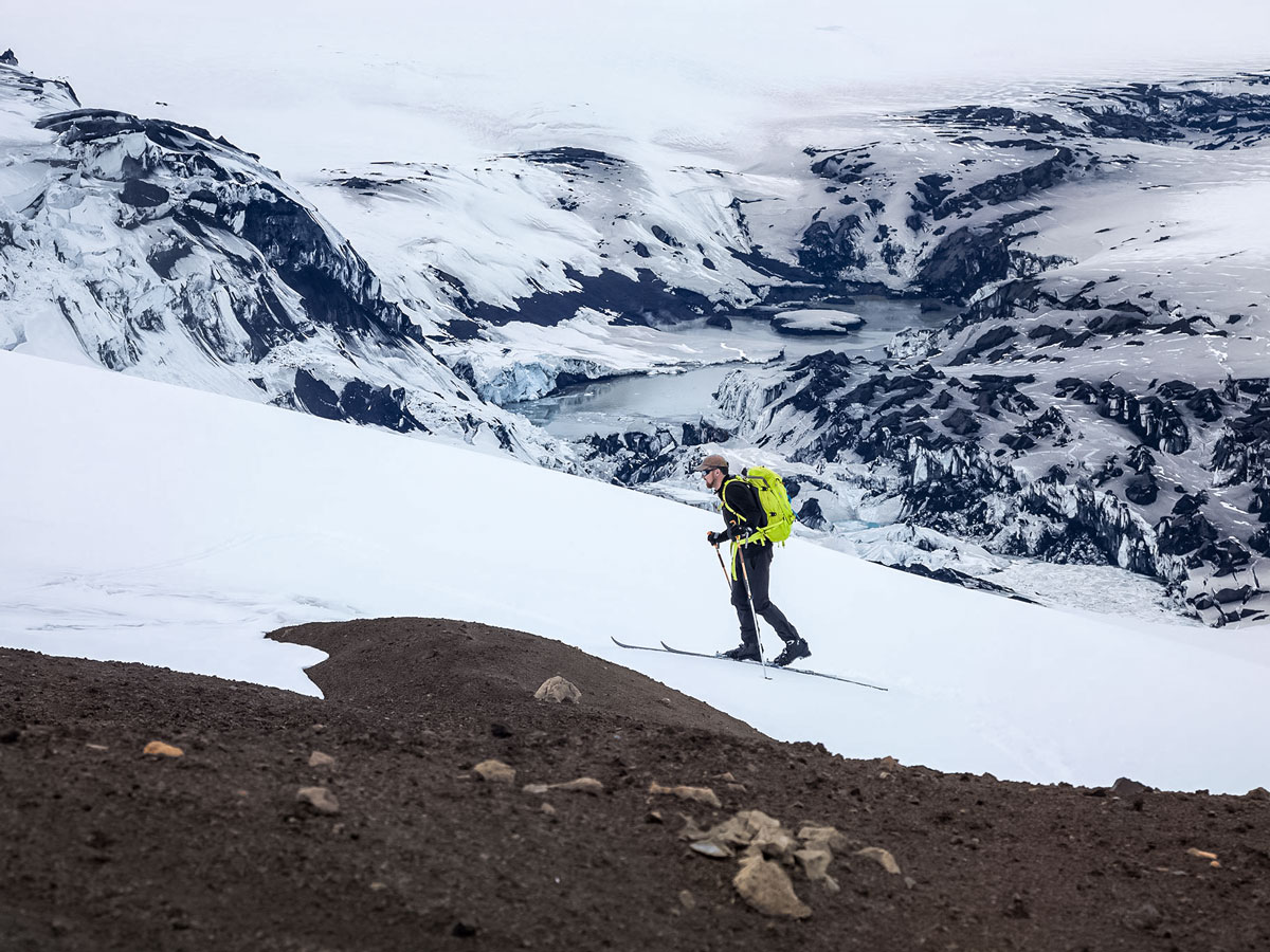 Beautiful Icelandic ice fields Vatnajokull ski trekking adventure tour Iceland