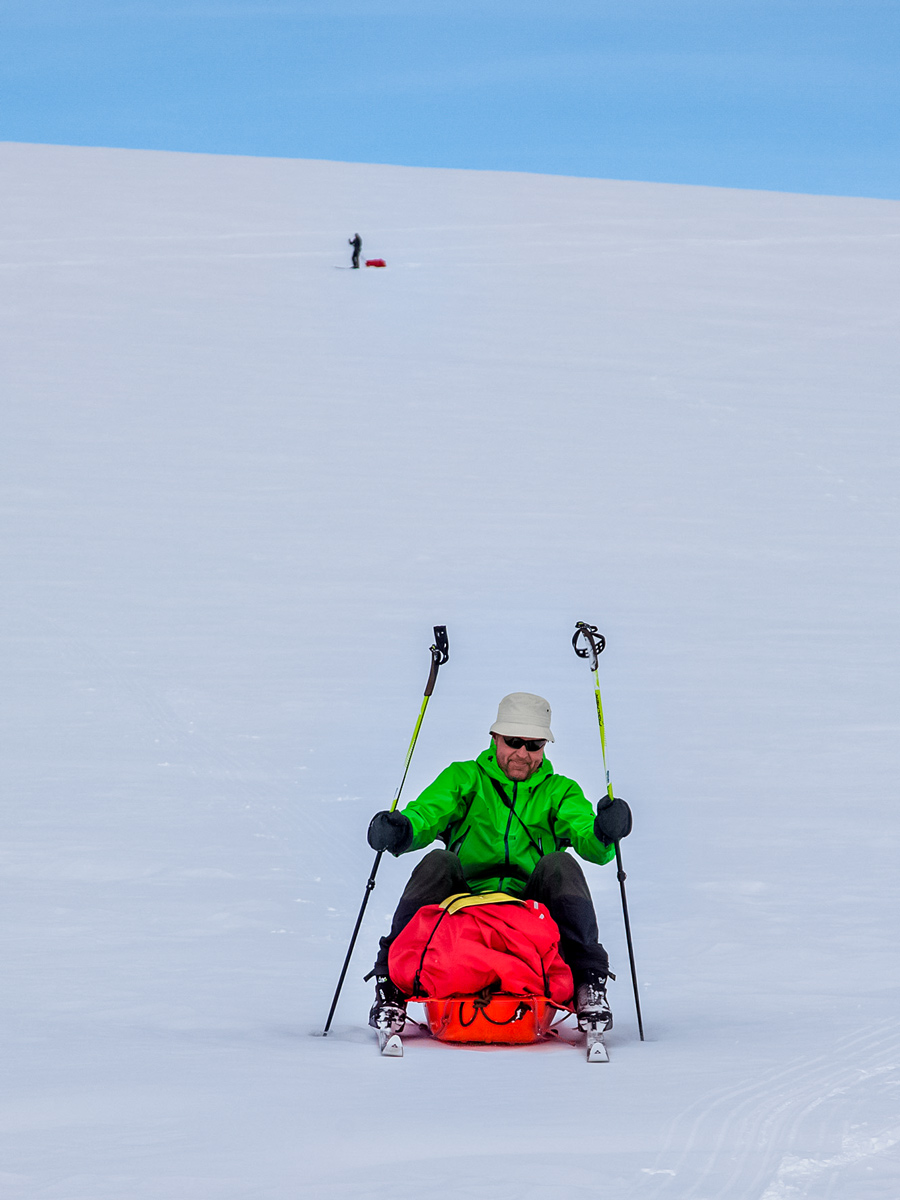 Sledding skiing Vatnajokull ski trekking adventure tour Iceland