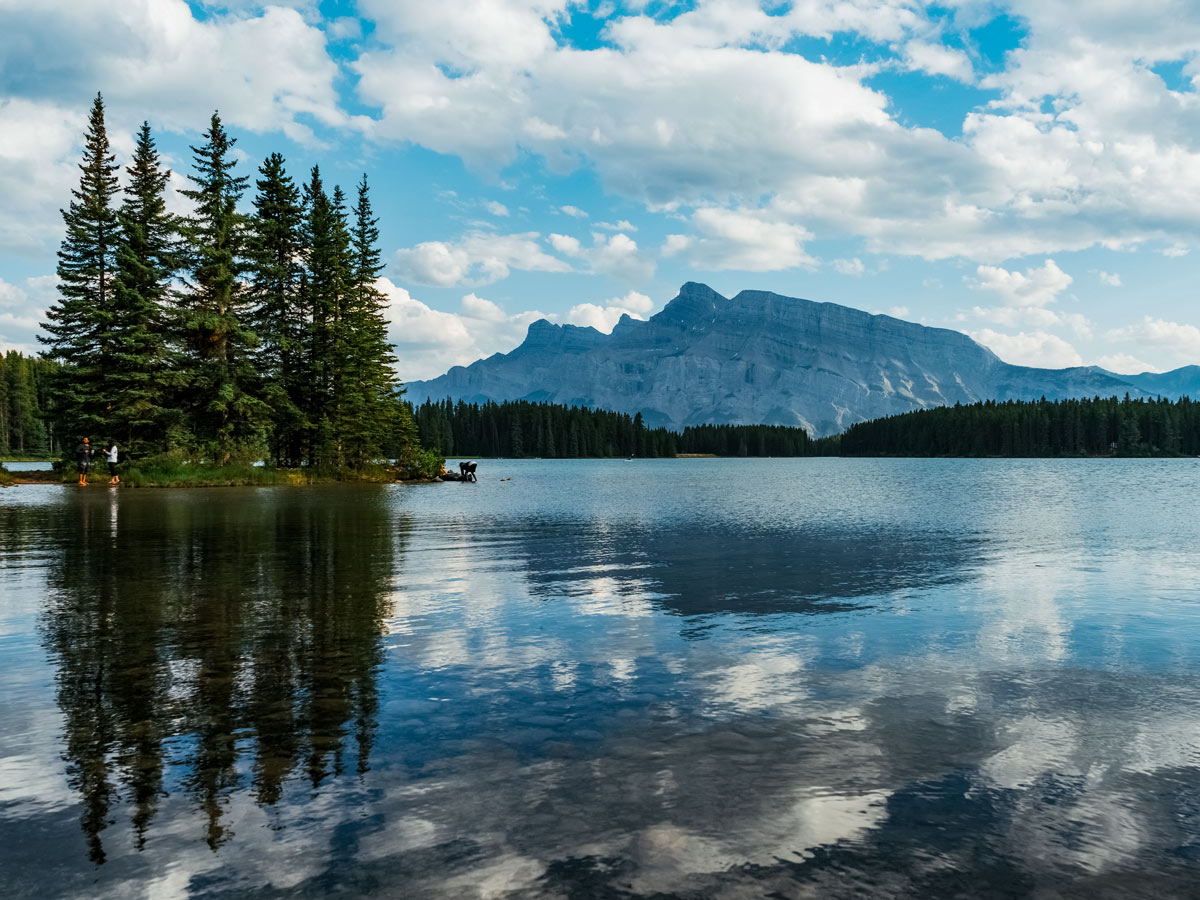 Beautiful natural lake island Banff National Park Canada