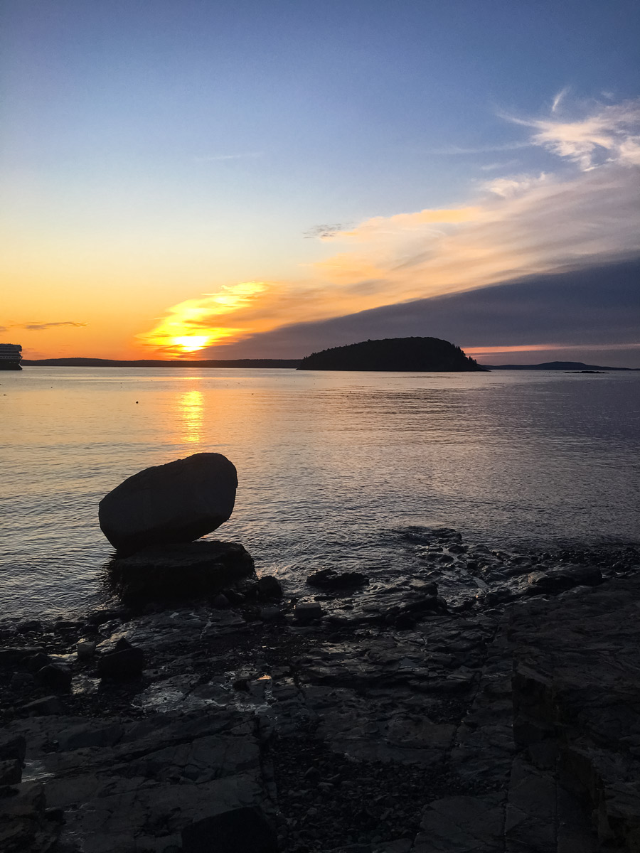 Beautiful sunset Acadia National Park Maine adventure tour