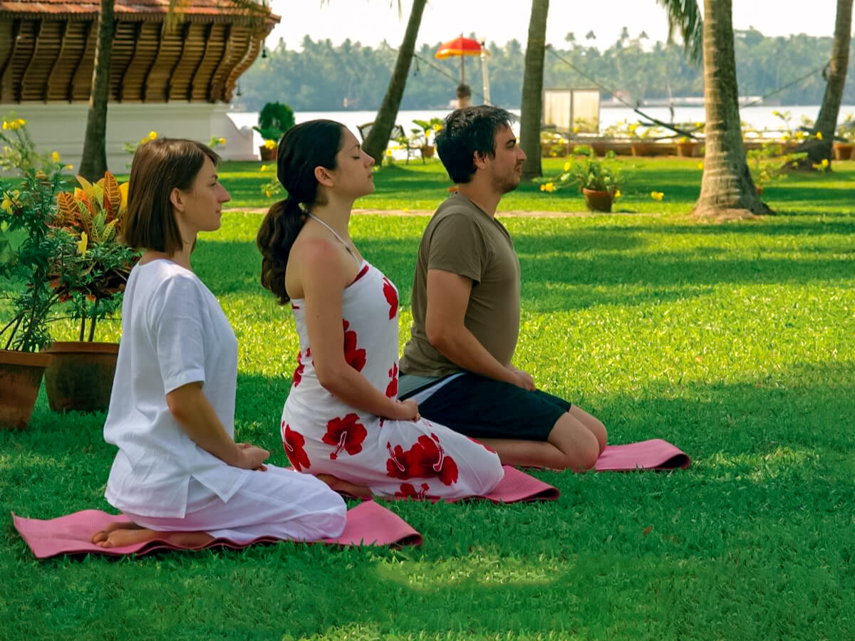 Outdoor group meditation yoga