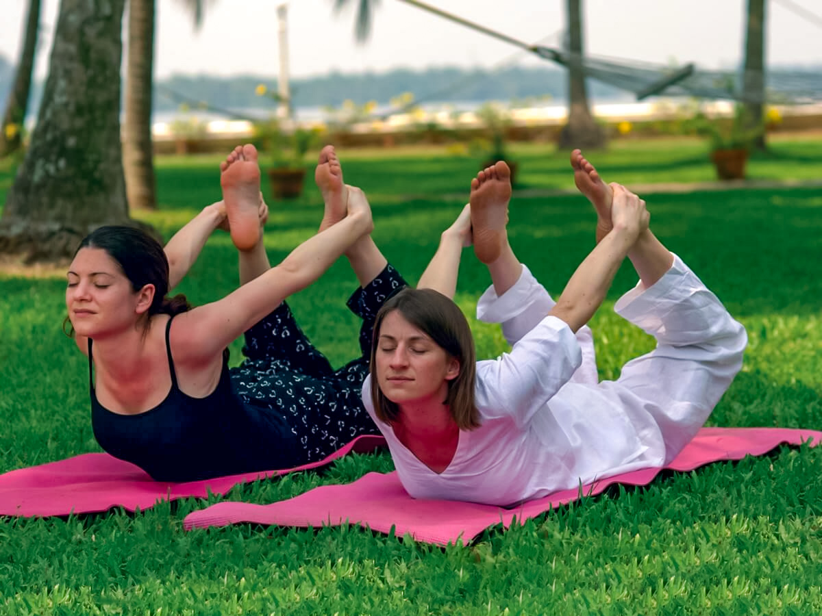 Peaceful outdoor yoga practice