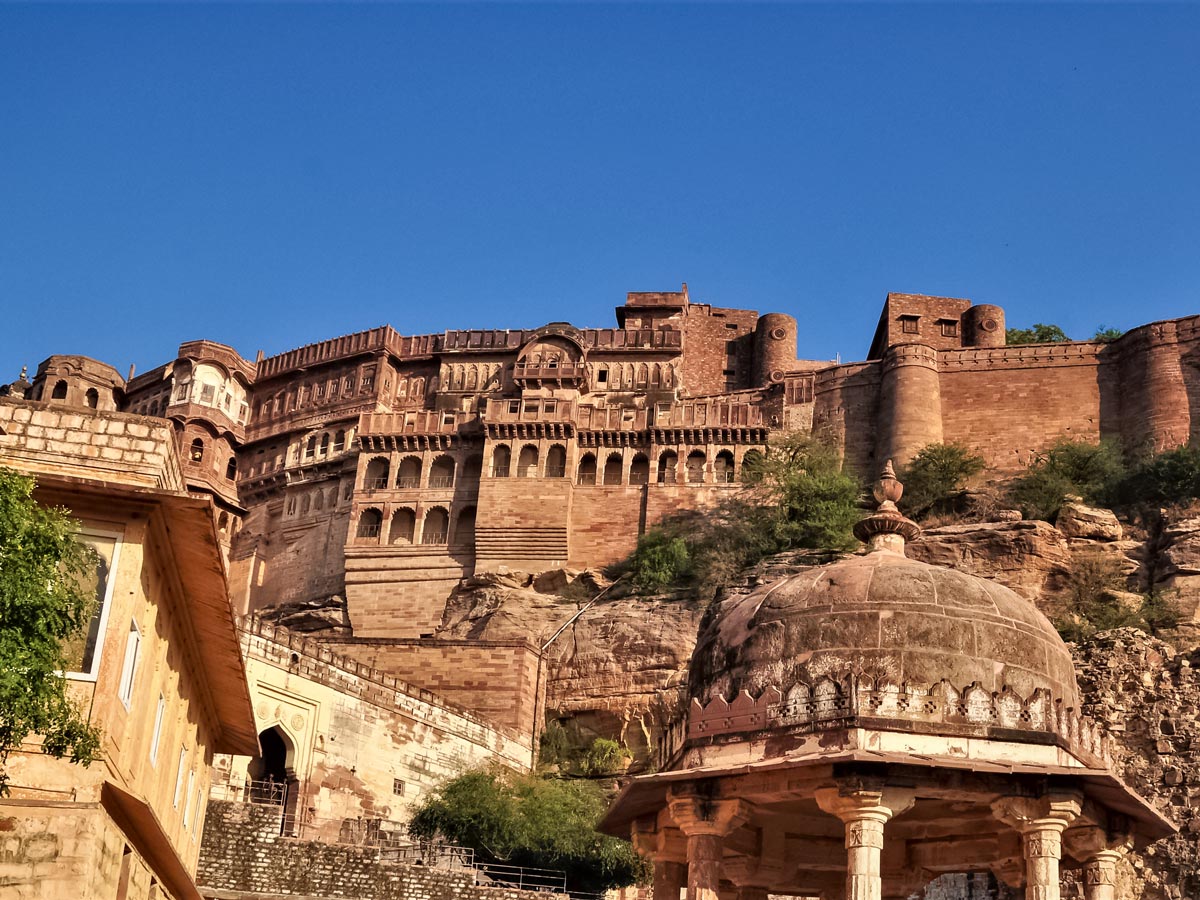 Rajasthan Mehrangarh Fort sandstone fortress cycling in India