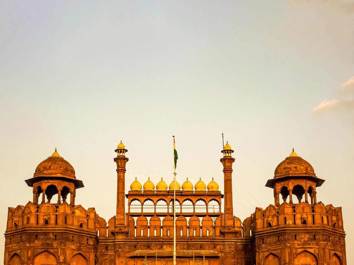 Red Fort Vijay Ghat Raj Ghat Delhi cycling tour Rajasthan biking India