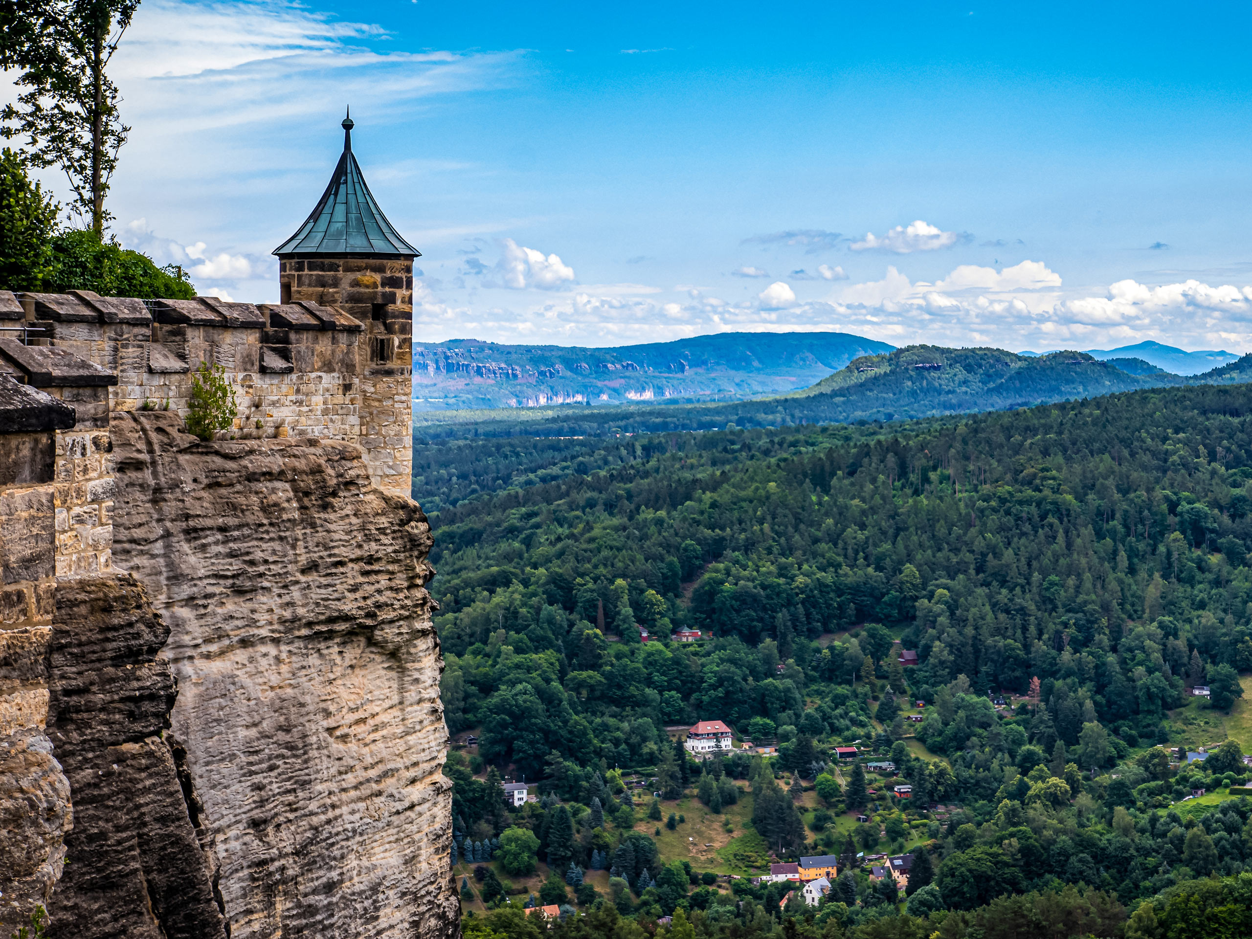 Konigstein Fortress and the beautiful landscapes of the Elbe Sandstone Mountains