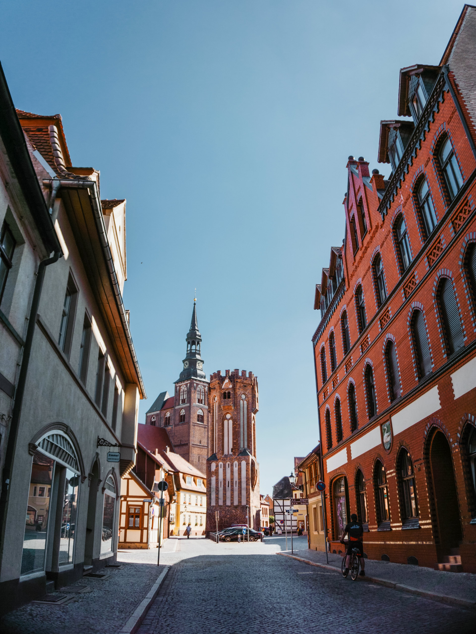 Tangermünde historic city filled with red brick buildings