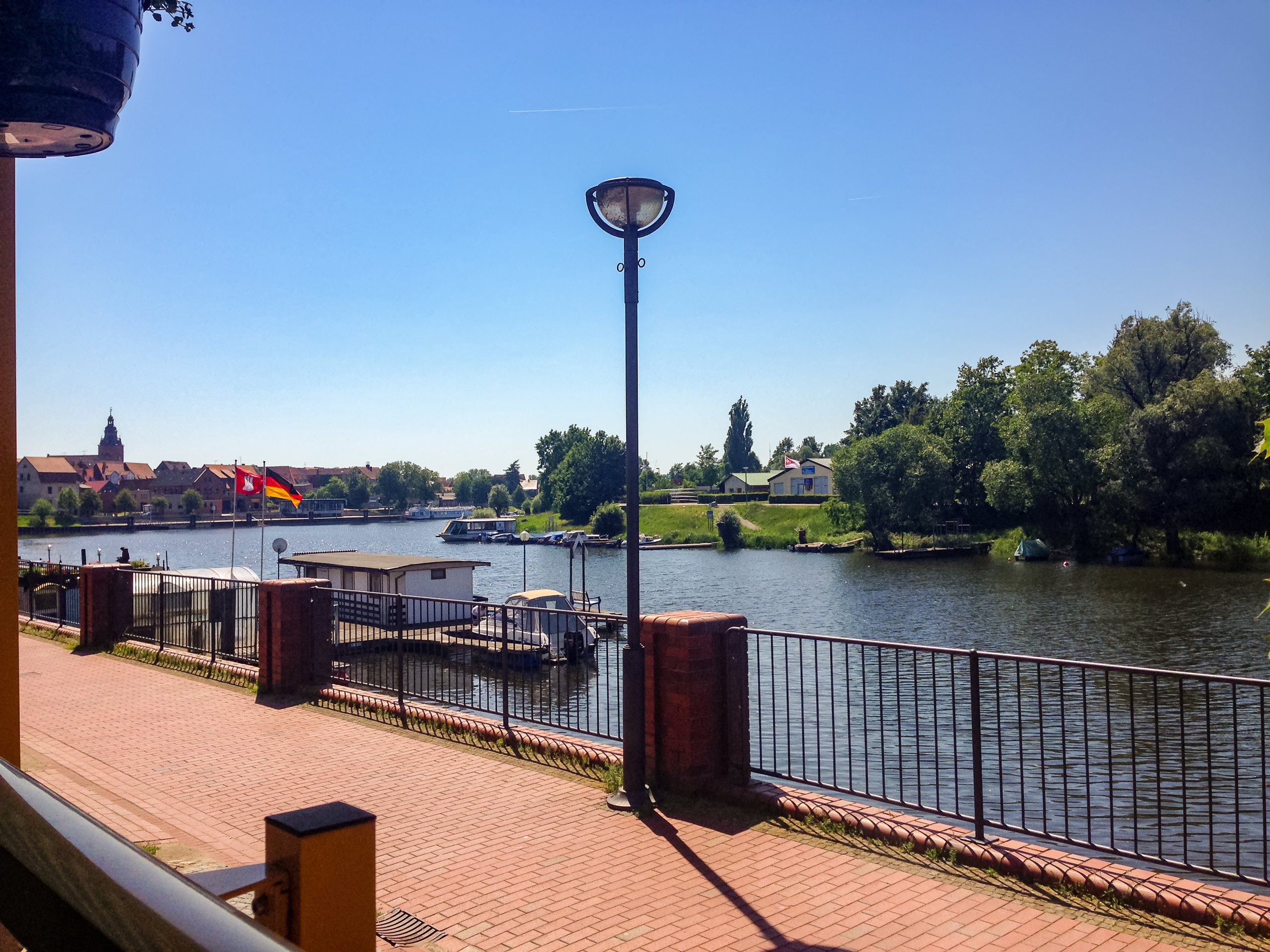 City of Havelberg brick walkway along Elbe river