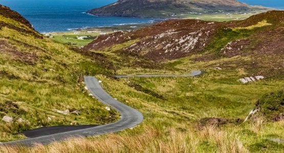 Meandering road to Donegal Ireland coast bay