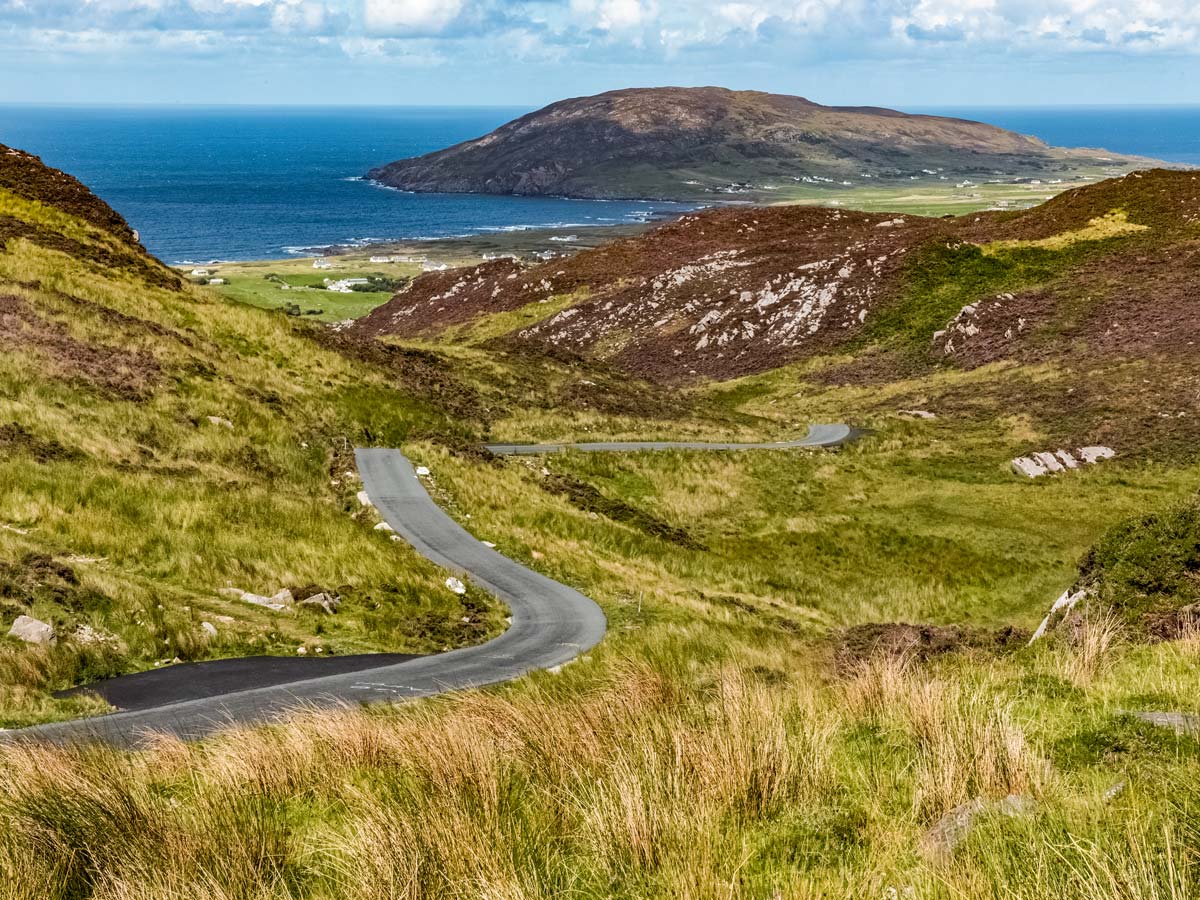 Meandering road to Donegal Ireland coast bay