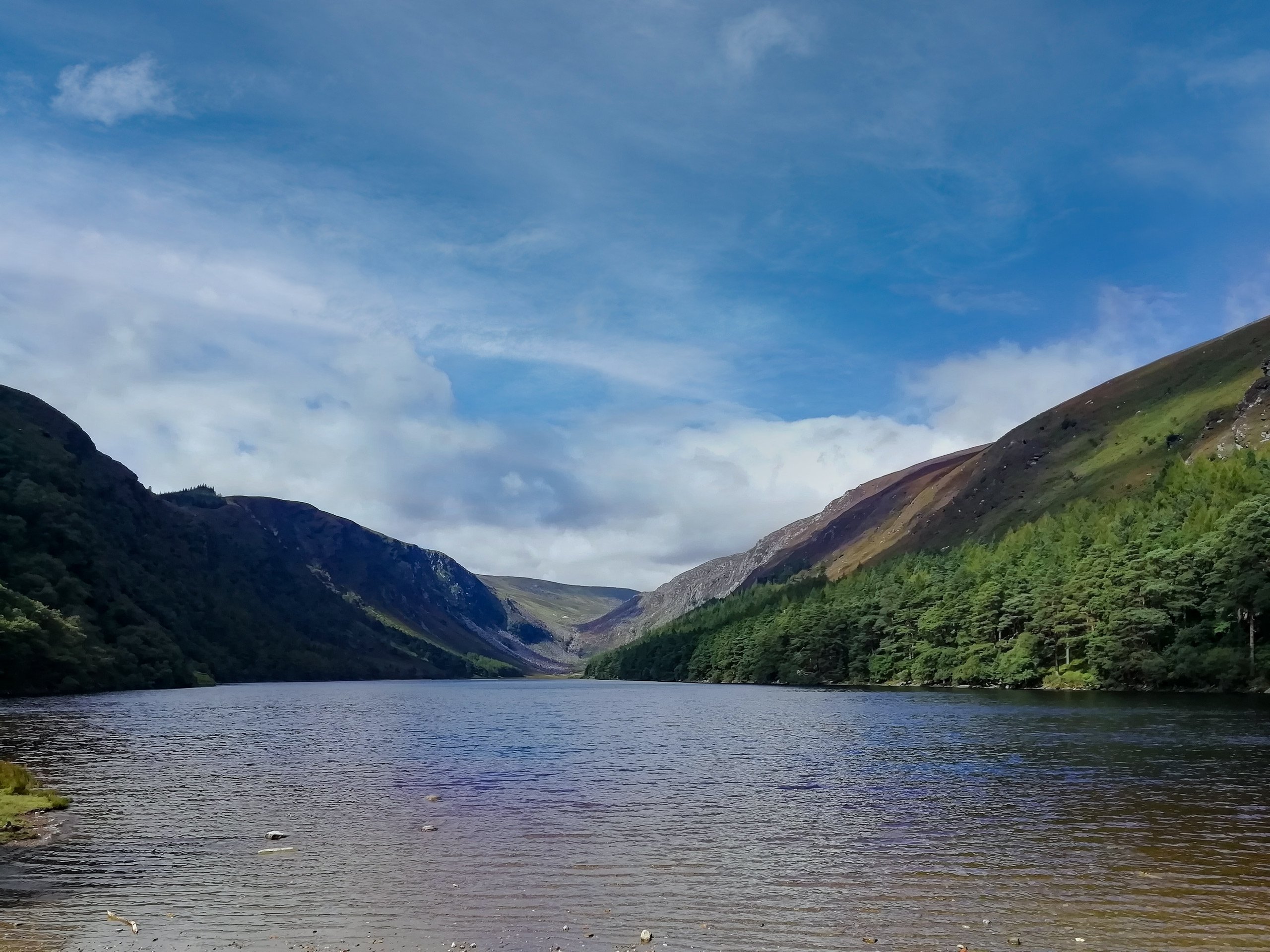 Lake valley hiking in Ireland Wicklow Way
