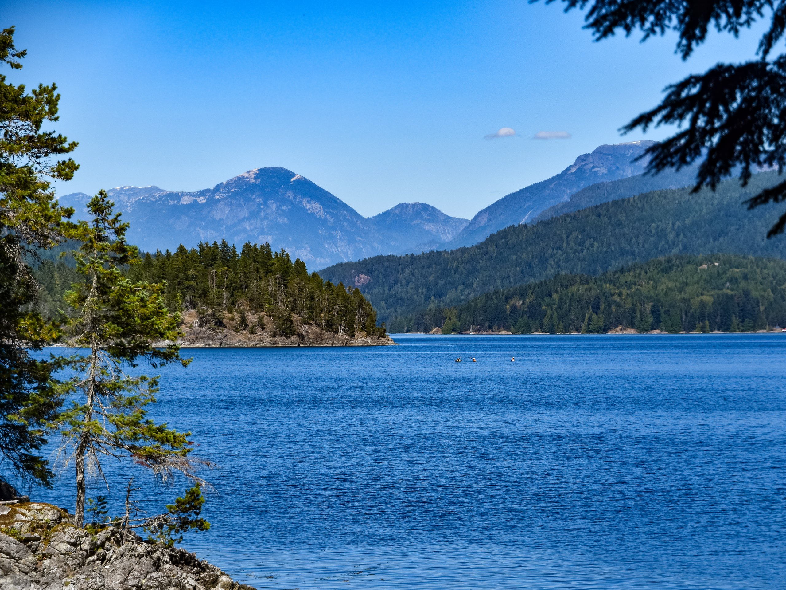 Kayakers on the Pacific Ocean off Quadra Island british columbia