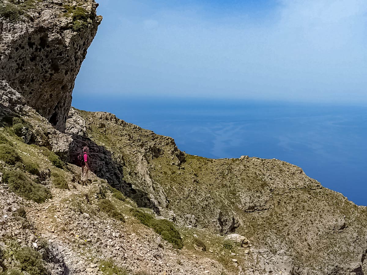 Beautiful mediterranean sea mountain trail hike hiking walking Amorgos Greece