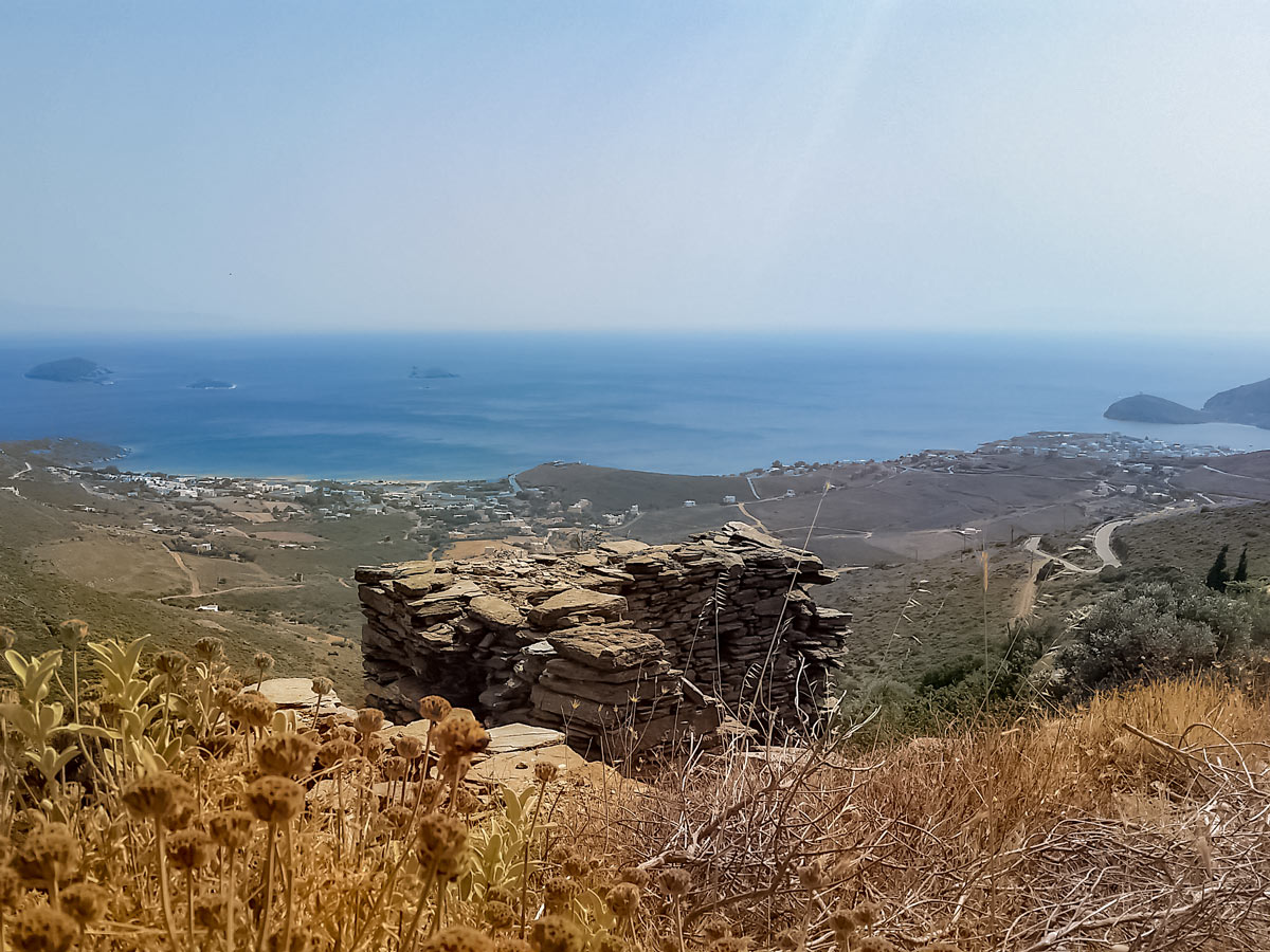 Walk from Batsi to Gavrio ocean view Andros pilgrimage Greece