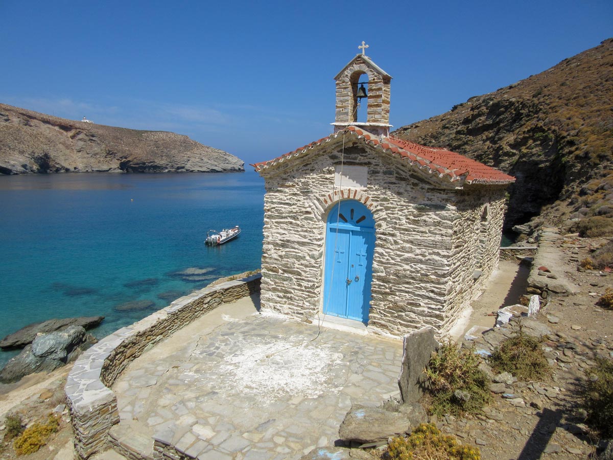 Andros Church Achla andros tinos wlaking exploring Greece