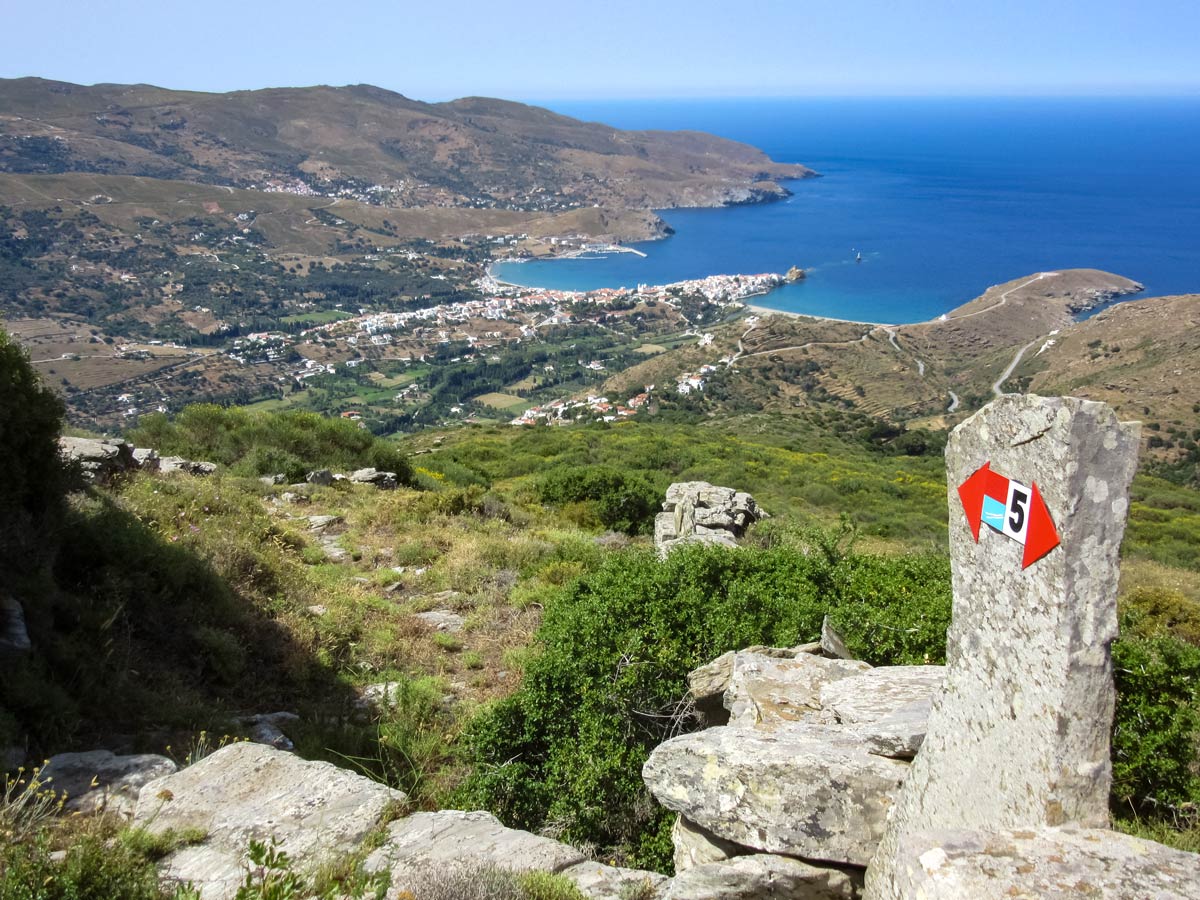 Andros view on Chora andros tinos wlaking exploring Greece